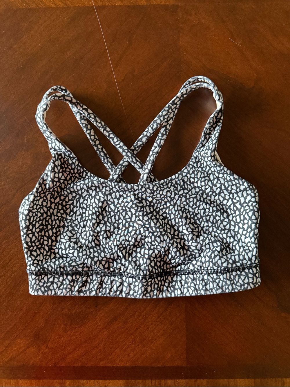 Lululemon Navy Blue & White Printed Sports Bra - Size 6